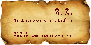 Nitkovszky Krisztián névjegykártya